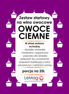 Zestaw startowy do win owocowych z ciemnych owoców, na 25 L